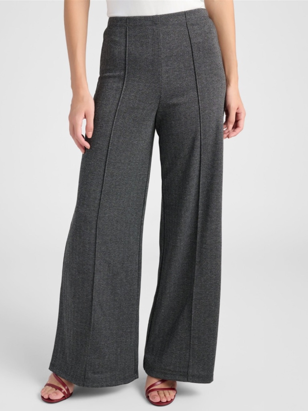 Wide Leg Ponte Pants - Charcoal Gray